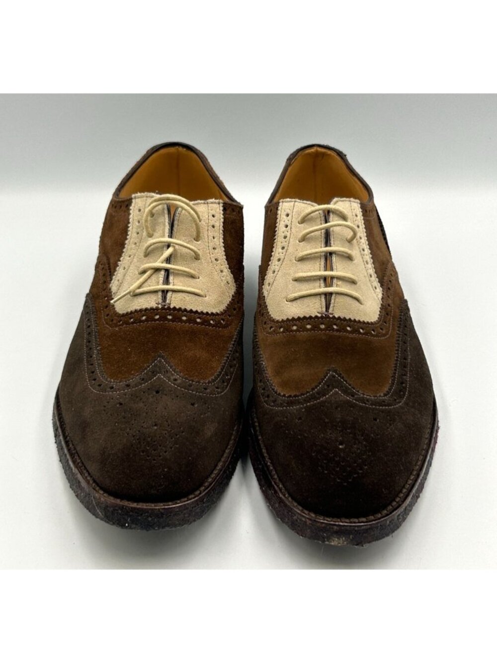 Peal & Co. For Brooks Brothers Men Brown Suede Wingtip Oxford Shoes Sz 11D 3268 - Picture 9 of 16